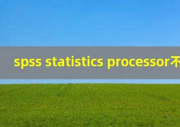 spss statistics processor不可用